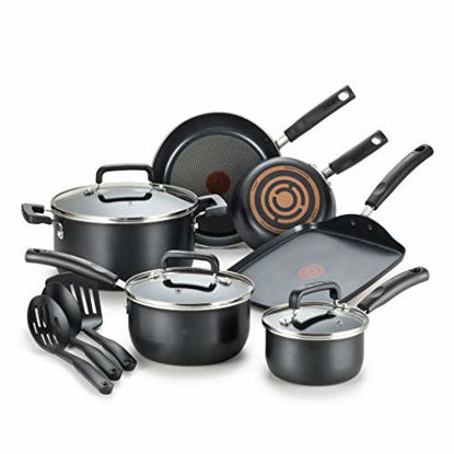 Picture of T-fal Signature Nonstick Dishwasher Safe Cookware Set, 12-Piece, Black