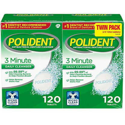 Picture of Polident Antibacterial 3 Min Denture Cleanser 120 Tabletsper Box (Pack of 2)