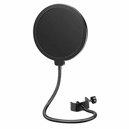 Picture of Neewer Professional Microphone Pop Filter Shield Compatible with Blue Yeti and Any Other Microphone, Dual Layered Wind Pop Screen With A Flexible 360 Degree Gooseneck Clip Stabilizing Arm