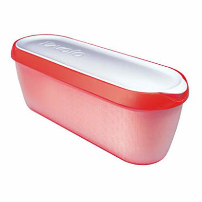 Picture of Tovolo Glide-A-Scoop Ice Cream Tub, 1.5 Quart, Insulated, Airtight Reusable Container With Non-Slip Base, Stackable on Freezer Shelves, BPA-Free, Strawberry Sorbet