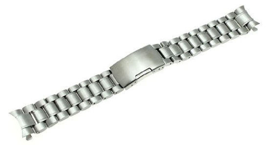 Picture of RECHERE Stainless Steel Bracelet Watch Band Strap Curved End Solid Links Color Silver (18mm)