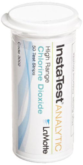 Picture of LaMotte Insta-Test 3002 Chlorine Dioxide Single Factor Test Strip, 0-500ppm Range (Vial of 50 Strips)