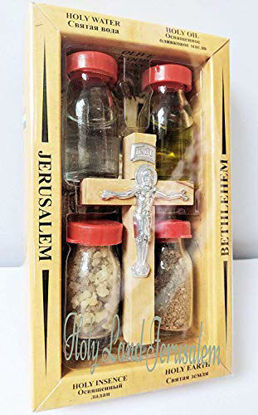 Picture of BLESSED HOLY WATER,SOIL,OIL,INSENCE WITH JESUS CROSS Crucifix HOLY LAND