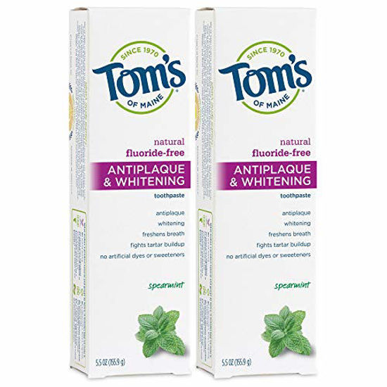 Picture of Tom's of Maine Fluoride-Free Antiplaque & Whitening Natural Toothpaste, Spearmint, 5.5 oz. 2-Pack