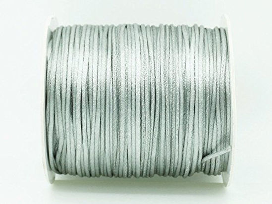 Picture of GREY 1mm Bugtail Satin Cord Shamballa Macrame Beading Nylon Kumihimo String (210ft Spool)