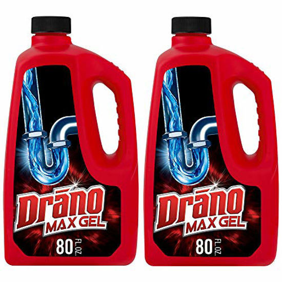 Picture of Drano Max Gel Drain Clog Remover and Cleaner for Shower or Sink Drains, Unclogs and Removes Hair, Soap Scum, Blockages, 80 oz- Pack of 2