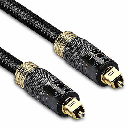 Picture of FosPower (3 Feet) 24K Gold Plated Toslink Digital Optical Audio Cable (S/PDIF) - [Zero RFI & EMI Interference] Metal Connectors & Ultra Durable Nylon Braided Jacket