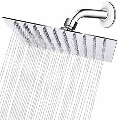 Picture of HIGH PRESSURE Rain Shower head, NearMoon High Flow Stainless Steel 8 Inch Square ShowerHead, Pressure Boosting Design, Awesome Shower Experience Even At Low Water Flow (Chrome Finish)