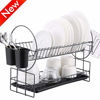 Picture of 2 Tier Dish Rack, Kitchen Dish Drying Rack with Drainboard/Cutlery Cup (Dark Gray)