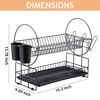 Picture of 2 Tier Dish Rack, Kitchen Dish Drying Rack with Drainboard/Cutlery Cup (Dark Gray)