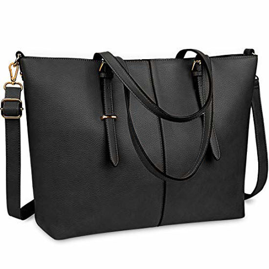 Laptop Tote Bag for Women 15.6 inch Waterproof Lightweight Leather Computer Laptop Bag Women Business Office Work Bag Briefcase Large Travel Handbag