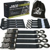 Picture of JACO Ratchet Tie Down Straps - 1.6" x 8 ft | Heavy Duty Tie Down Kit with Soft Loops (Black)