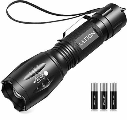 Picture of LETION UV Flashlight, LED UV Torch 2 in 1 UV Black Light with 500LM Highlight & 4 Mode & Waterproof for Pet Clothing Food Fungus Detection/Night Fishing/Travel