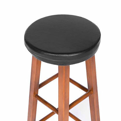 Picture of Shinnwa Bar Stool Cushion Round Foam Padded Seat Cushions Waterproof Leather Bar Stool Covers with Elastic and Non Slip Bottom 12 Inch Black