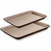 Picture of NutriChef Nonstick Cookie Sheet Baking Pan | 2pc Large and Medium Metal Oven Baking Tray - Professional Quality Kitchen Cooking Non-Stick Bake Trays w/Rimmed Borders, Guaranteed NOT to Wrap