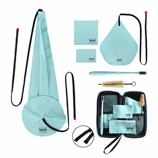 Picture of Imelod Saxophone Cleaning kit with Case for Alto Tenor Clarinet Flute and other Wind & Woodwind Struments Including Sax Cleaning Cloth(4pcs),Mouthpiece Brush(Light Blue)