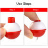 Picture of Bskifnn 50 PCS Round Fishing Bobbers 1 Inch Float Bobbers Push Button - Red and White ABS Material