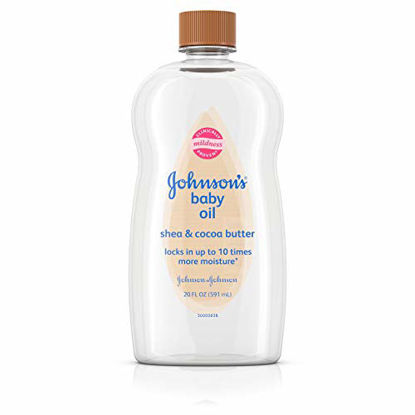 Picture of Johnson's Baby Oil, Mineral Oil Enriched With Shea & Cocoa Butter to Prevent Moisture Loss, Hypoallergenic, 20 fl. oz