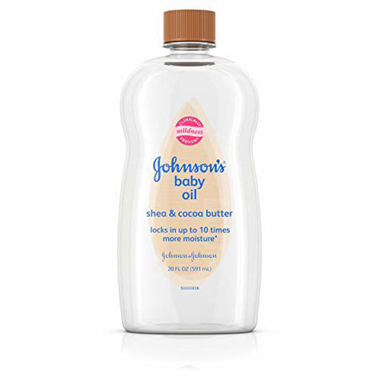 Picture of Johnson's Baby Oil, Mineral Oil Enriched With Shea & Cocoa Butter to Prevent Moisture Loss, Hypoallergenic, 20 fl. oz