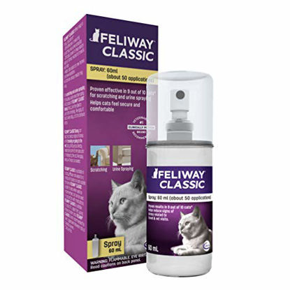 Picture of FELIWAY Cat Calming Pheromone Spray (60ML), #1 Vet Recommended Solution, Reduce Anxiety for Vet Visits, Travel, Loud Noises and More