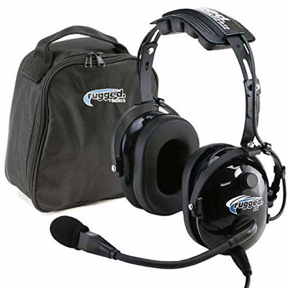 Picture of Rugged Air RA200 General Aviation Pilot Headset Features Noise Reduction, GA Dual Plugs, MP3 Music Input and Includes Headset Bag
