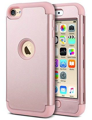Picture of ULAK iPod Touch 7th Generation Case, iPod Touch 6 Case, Heavy Duty Shockproof High Impact Protective Case with Dual Layer Soft Silicone + Hard PC for Apple iPod Touch 7/6/5, Rose Gold