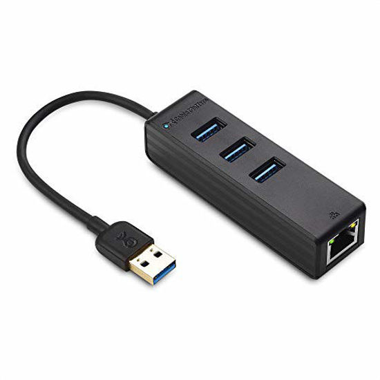 Picture of Cable Matters 3 Port USB 3.0 Hub with Ethernet (USB Hub with Ethernet, Gigabit Ethernet USB Hub ) Supporting 10/100/1000 Mbps Ethernet Network in Black