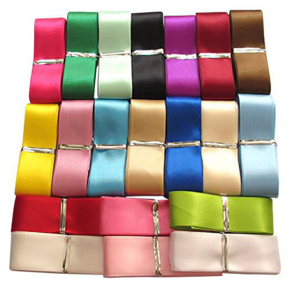 Picture of Chenkou Craft 20Yards 1" Single Face Polyester Ribbon 20 Colors Assorted Bulk Lots Mix