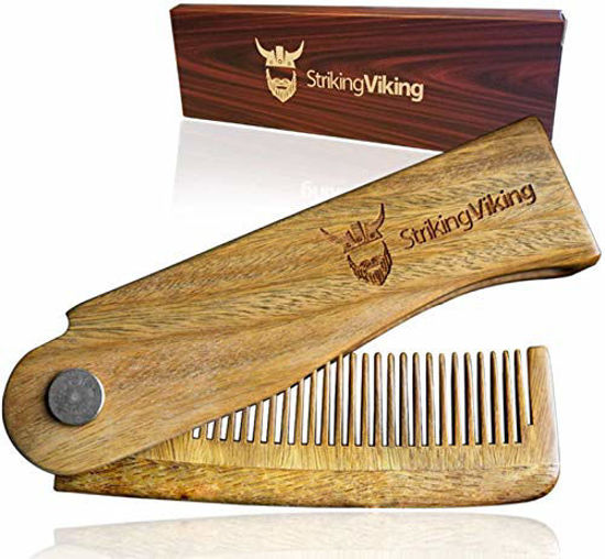 Folding Beard Comb, Wooden Folding Comb