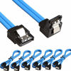 Picture of Relper-Lineso 6 Pack 90 Degree Right-Angle SATA III Cable 6.0 Gbps with Locking Latch 18Inch (6X Sata Cable Blue)