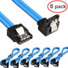 Picture of Relper-Lineso 6 Pack 90 Degree Right-Angle SATA III Cable 6.0 Gbps with Locking Latch 18Inch (6X Sata Cable Blue)