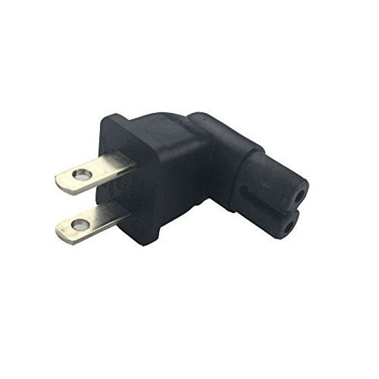 Picture of US 2 Prong Right Angle AC Power Plug Adapter IEC C7 Receptacle to NEMA 1-15P