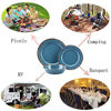 Picture of Melamine Camping Dinnerware Set - Yinshine 12 PCS Dinner Dishes Set Service for 4, Blue