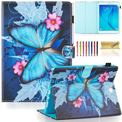 Picture of Dteck Case for Samsung Galaxy Tab A 9.7 Inch Tablet 2015 Release, SM-T550 /SM-P550 Case - Magnetic Closure Synthetic Leather Protective Wallet Stand Flip Slim Cover with Stylus Pen (Butterfly Flower)