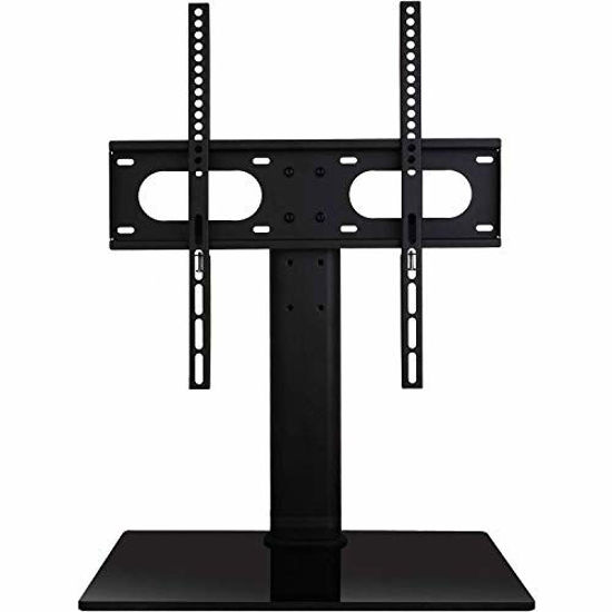 Picture of WALI Table Top TV Stand with Glass Base and Security Wire Fits Most 32 to 47 inch LED, LCD, OLED and Plasma Flat Screen TV with VESA up to 400 by 400mm (TVDVD-01), Black