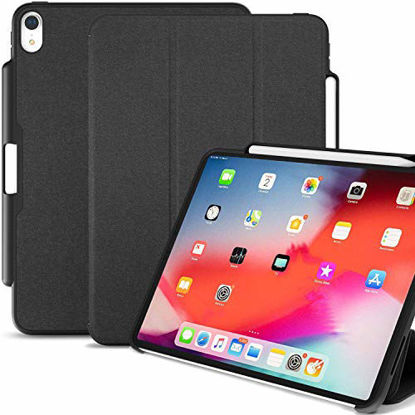 Picture of KHOMO iPad Pro 12.9 Inch Case 3rd Generation (Released 2018) with Pen Holder - Dual Black Super Slim Cover - Support Pencil Charging