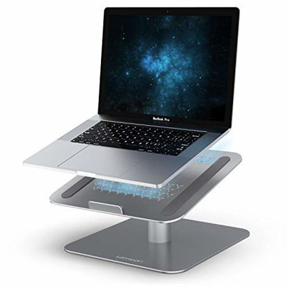 Picture of Laptop Computer Stand, Lamicall Laptop Holder : Ventilated Laptop Riser for Desk, 360 Rotating, Compatible with MacBook Air Pro, Dell XPS, HP More Laptop Notebooks - Space Gray