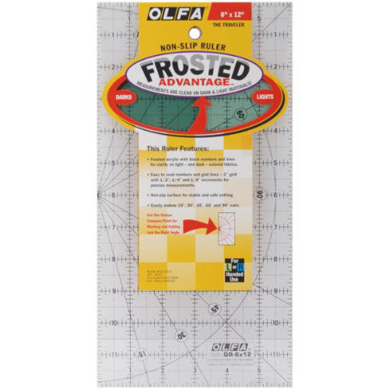 Picture of OLFA 1071819 QR-6x12 6-Inch x 12-Inch Frosted Advantage Acrylic Ruler