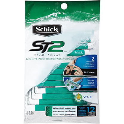 Picture of Schick Slim Twin ST 2 Disposable Razors for Men Sensitive Skin Shaving Razor, 12 Count