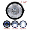 Picture of TASWK 6 1/2" CREE LED Motorcycle Retro Black Clear Lens Headlight Halo Ring for Bobber Cafe Racer Cruiser Vintage Style