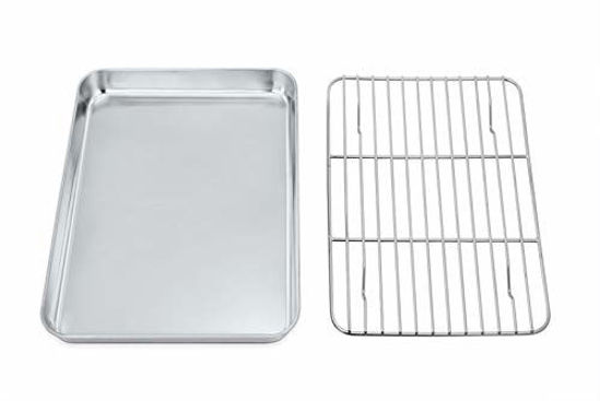 Baking tray set of 2, stainless steel oven tray, baking tray non-toxic &  healthy, mirror-smooth & rust-free, easy to clean & dishwasher-safe