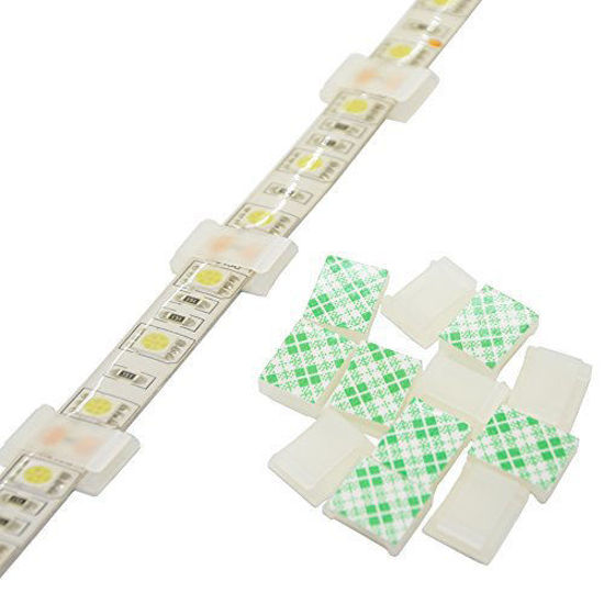 Picture of Strip Light Mounting Clips Self-Adhesive Strip Brackets Holder,100-Pack Clamps Fix Light Strip 8mm 10mm 12mm (for 10mm(3/8") Wide Strip Light)