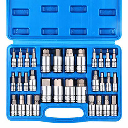 Picture of CASOMAN 32 Piece Master Hex Bit Socket Set, S2 Steel, SAE And Metric, Allen Socket Bit, 5/64-inch to 3/4-inch, 2mm to 19mm Socket Tool Kit