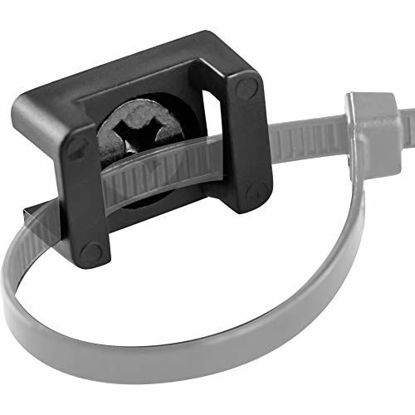 Picture of Pro-Grade, Slim, 1x .6 Cable Tie Mounts With Screws 100 Pack. High Strength, Black Zip Tie Bases For Wire Management. Permanently Anchor To Wall, Desk or Baseboard. Run Cords at Your Home or Office