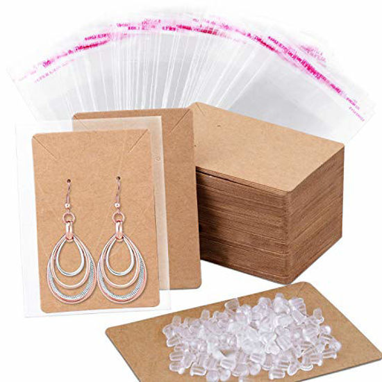 PGFUNNY Earring Cards HolderNecklace Cards 600 Pack Set300 Earring Cards  300 SelfSealing Bags Kraft Paper DIY Jewelry Accessories Cards for  Necklace DisplayEarring DisplayJewelry Display  Amazonin Home  Kitchen
