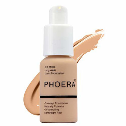 Picture of Matte Oil Control Concealer Foundation Cream,PHOERA New 30ml Long Lasting Waterproof Matte Liquid Foundation (104 Buff Beige)