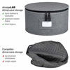 Picture of China Storage Set, Hard Shell and Stackable, for Dinnerware Storage and Transport, Protects Dishes Cups and Mugs, Felt Plate Dividers Included (Grey, 5 Piece Set)