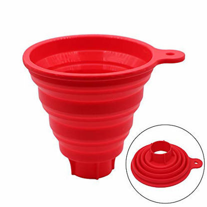 Picture of KongNai Silicone Collapsible Funnel for Jars, Foldable Large Canning Jar Funnel for Wide Mouth and Regular Jars, Food Grade Jam Spice Funnel for Canning Transferring of Liquid Solid Bean