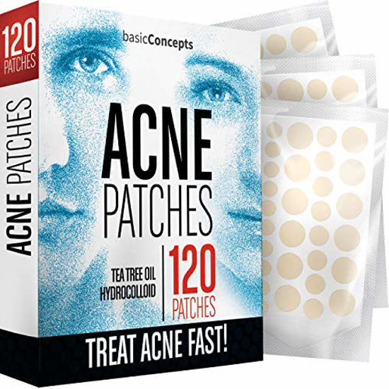 Picture of Acne Patches (120 Pack), Tea Tree Oil and Hydrocolloid Pimple Patches for Face, Zit Patch (3 Sizes), Blemish Patches, Acne Dots, Pimple Stickers, 100% All Natural Acne Patch and Pimple Patch