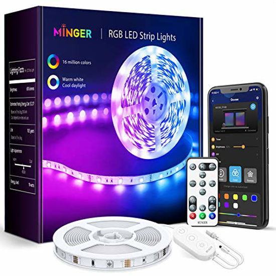 Picture of MINGER LED Strip Lights Bluetooth, 16.4ft Music Sync LED Lights with App Phone, Remote, Control Box, RGB Color Changing Lights with 64 Scenes Modes, DIY for Room, Bedroom, Kitchen, TV, Office, Party